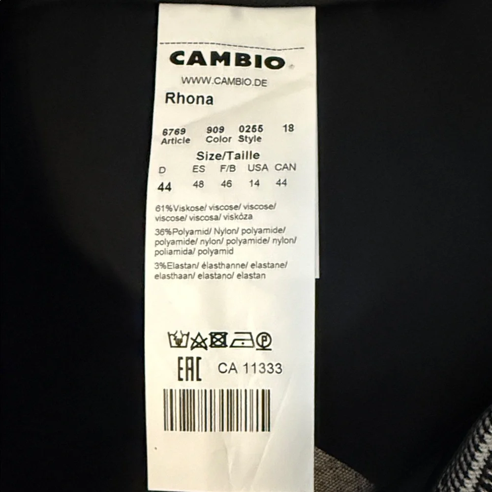Cambio Rhona Plaid Pants Women’s US 14 Gray Black Slim Stretch - Picture 14 of 14